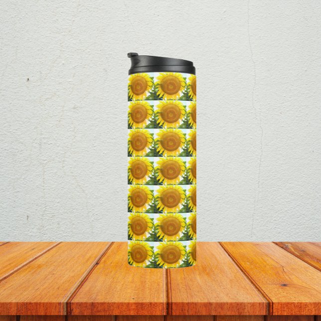 Garrafa Térmica Padrão Floral de Girassol Amarelo Grande (In Situ)