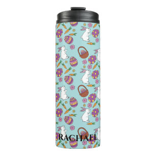 Garrafa Térmica Padrão Floral do felz pascoa Bunnies Ovo Molha Azu