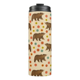 Garrafa Térmica Padrão Floral do Urso