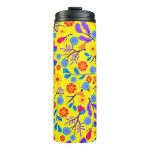 Garrafa Térmica Padrão Floral Exótico Colorido-23165