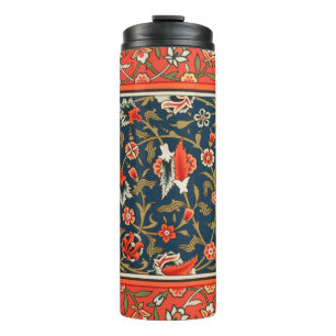 Garrafa Térmica Padrão Floral Indo-Persa Boêmio Vintage Vermelho