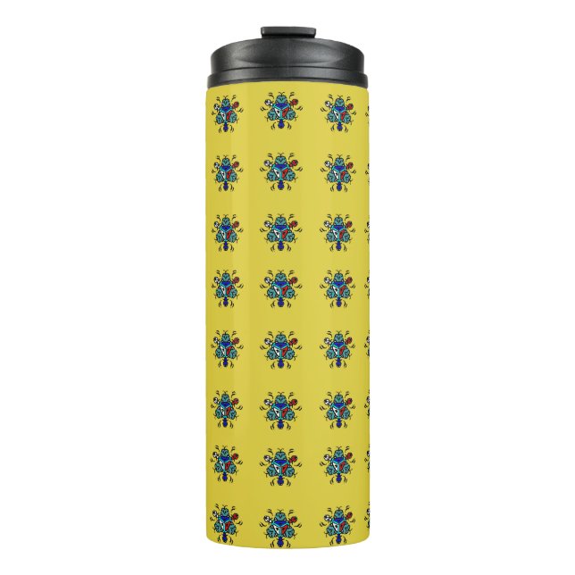 Garrafa Térmica Padrão Floral Mandala Sem Costura (Frente)