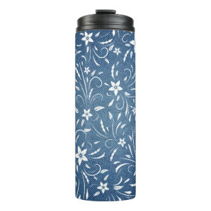 Garrafa Térmica Padrão floral no denim