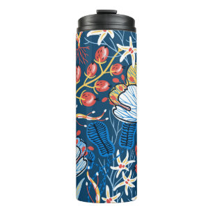 Garrafa Térmica  padrão floral sem costura com flores exóticas e p