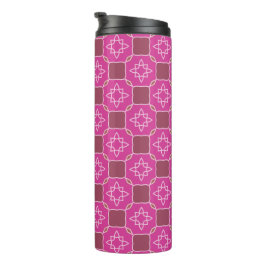 Garrafa Térmica Padrão Floral Sem Costura Estrela Arabesco Rosa