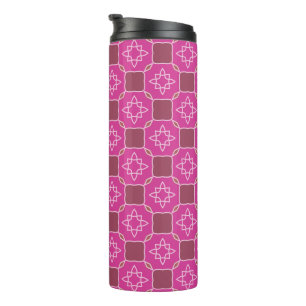 Garrafa Térmica Padrão Floral Sem Costura Estrela Arabesco Rosa