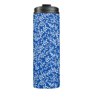 Garrafa Térmica Padrão floral simples do fazendeiro em azul