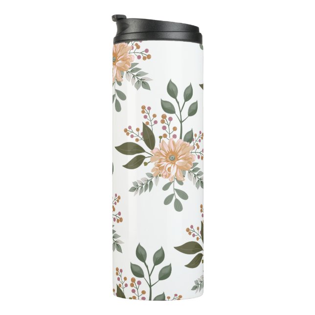 Garrafa Térmica Padrão Floral Tumbler Térmico (Rotação à direita)