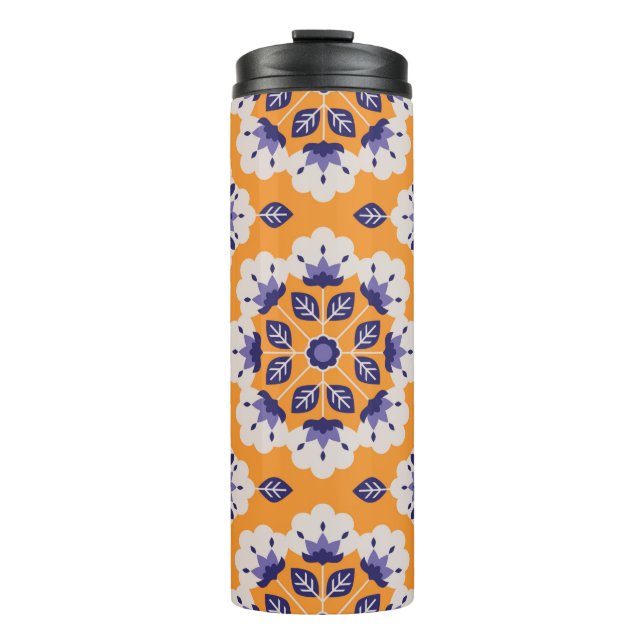 Garrafa Térmica padrão floral uniforme de colheita (Frente)