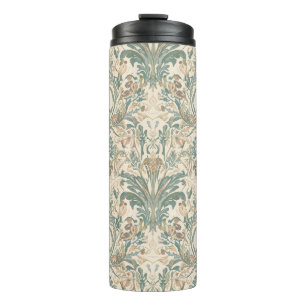 Garrafa Térmica Padrão Floral Vintage Elegante Nouveau com Aves