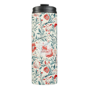 Garrafa Térmica Padrão Floral Vintage Red Daisy - Botânico
