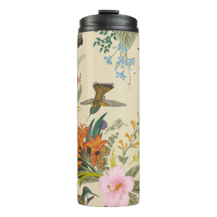 Garrafa Térmica padrão floral vintage sem descontinuidades. Fl ex