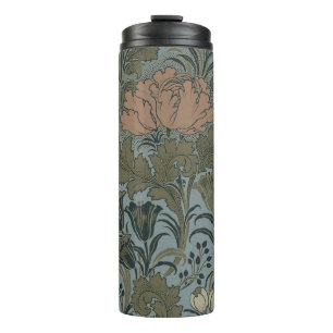 Garrafa Térmica Padrão Floral Vitoriano Antigo Terracota Sage