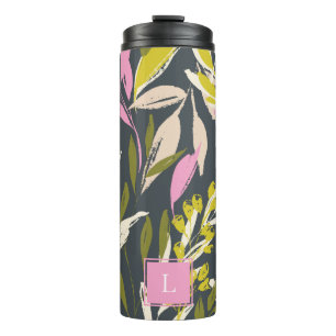 Garrafa Térmica Padrão Foliage Bohemiano Monograma Tumbler térmi