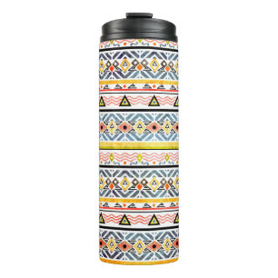 Garrafa Térmica Padrão foliar tribal grunge ethno estilo retro