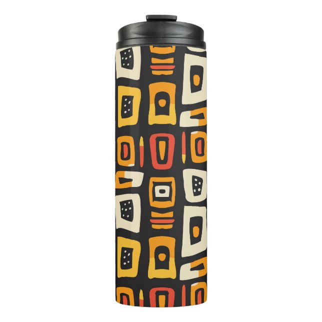 Garrafa Térmica Padrão Geométrico Abstrato Africano (Frente)