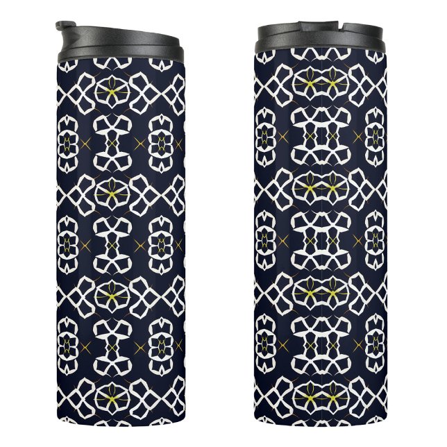 Garrafa Térmica Padrão geométrico de Abstrato elegante em azul Mar (Criador carregado)
