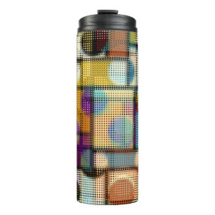 Garrafa Térmica Padrão geométrico de abstrato em artes de pixel 