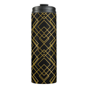 Garrafa Térmica Padrão geométrico do ouro, sem descontinuidades do