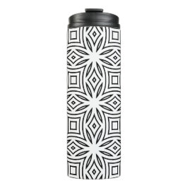 Garrafa Térmica Padrão geométrico floral preto e branco