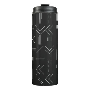 Garrafa Térmica Padrão Geométrico Moderno, Gordo Branco Negro