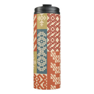 Garrafa Térmica Padrão Geométrico Patchwork Étnico-less