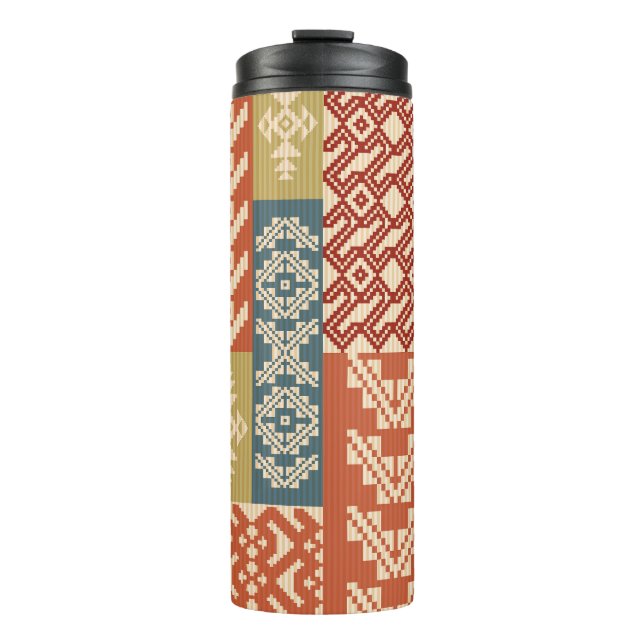 Garrafa Térmica Padrão Geométrico Patchwork Étnico-less (Frente)