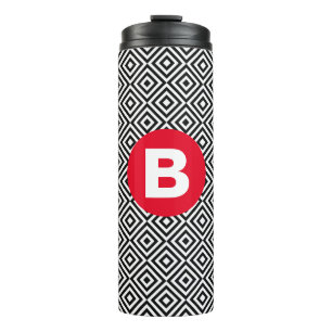 Garrafa Térmica Padrão Geométrico Preto e Branco com Monograma Ver