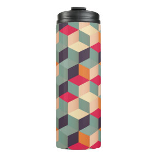 Garrafa Térmica Padrão geométrico sem costura com quadrados colo