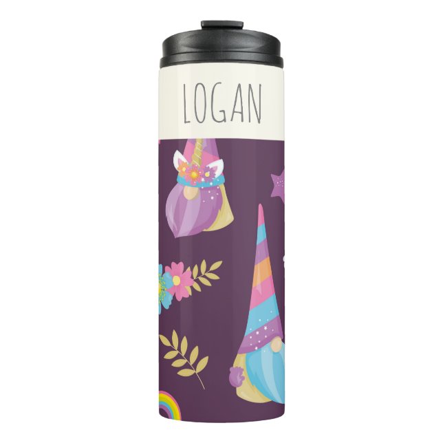 Garrafa Térmica Padrão Gnomos Cute Kawaii Rainbow Personalizado (Frente)