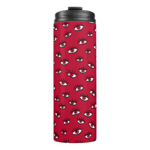 Garrafa Térmica Padrão Gótico dos Olhos Vermelhos Sinistros