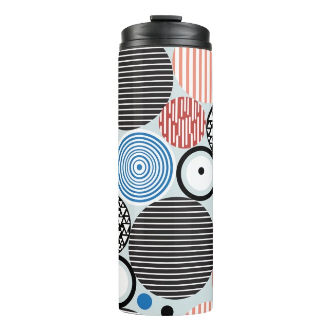 Garrafa Térmica padrão gráfico de círculos multicoloridos de difer (Frente)