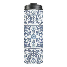 Garrafa Térmica Padrão Gráfico Floral Azul Chique