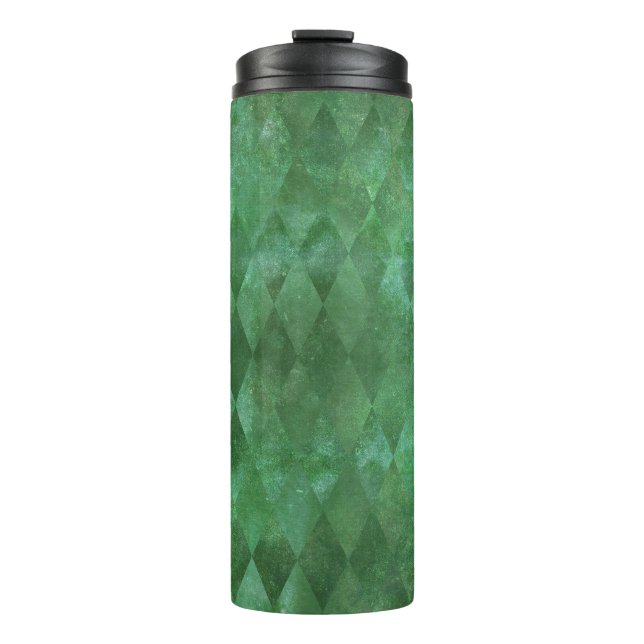 Garrafa Térmica Padrão Harlequim Vintage Verde Iridescente (Frente)