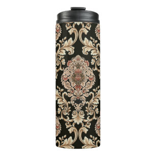 Garrafa Térmica padrão jacquard damask clássico com quadro abstrat
