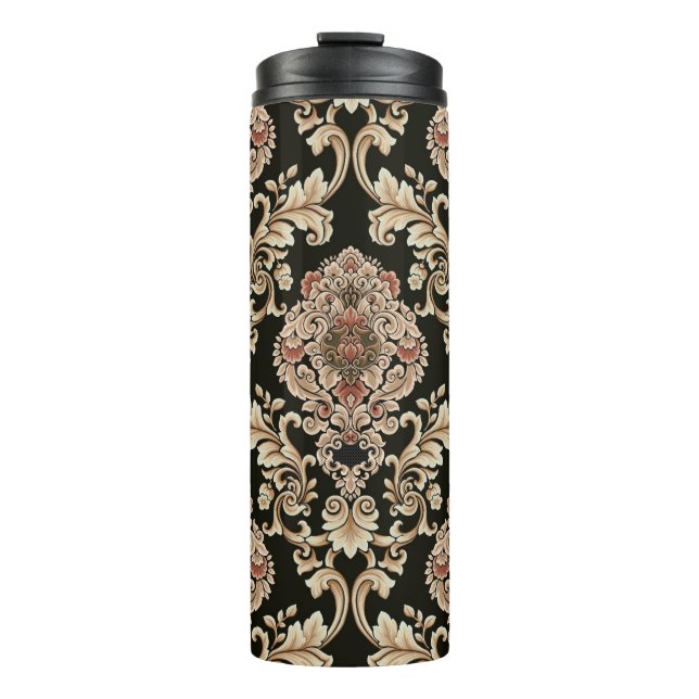 Garrafa Térmica padrão jacquard damask clássico com quadro abstrat (Frente)
