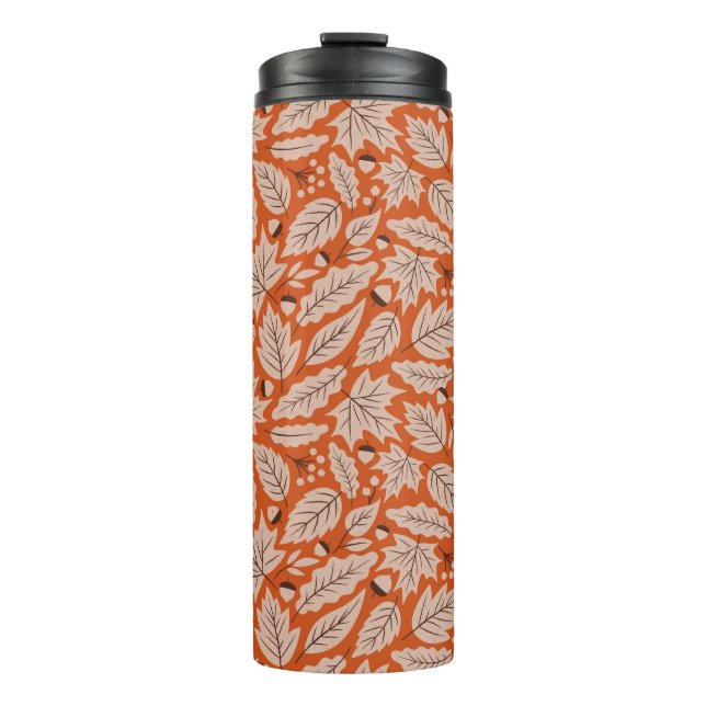 Garrafa Térmica Padrão Laranja Fall Folhas & Acorns (Frente)