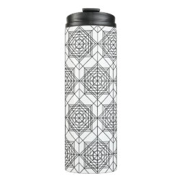 Garrafa Térmica Padrão linear de Abstrato branco e preto da vinhet