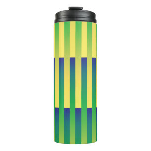 Garrafa Térmica Padrão Listrado Verde Amarelo Azul