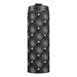 Garrafa Térmica Padrão Luxuoso de Diamante Preto Tuftado