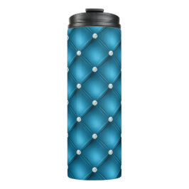 Garrafa Térmica Padrão Luxuoso de Tuftagem em Diamante Azul Médio