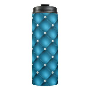 Garrafa Térmica Padrão Luxuoso de Tuftagem em Diamante Azul Médio