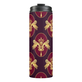 Garrafa Térmica Padrão Magenta de Conce Dourada Barroco