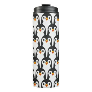 Garrafa Térmica Padrão moderno de pinguim preto e branco