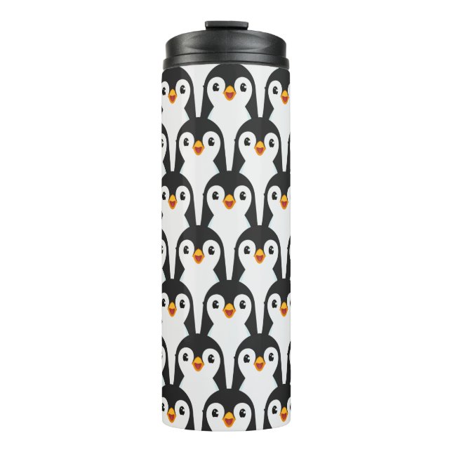 Garrafa Térmica Padrão moderno de pinguim preto e branco (Frente)