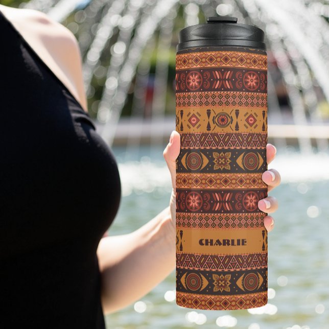 Garrafa Térmica Padrão Ornamental Moderno Terracotta Tribal (Criador carregado)