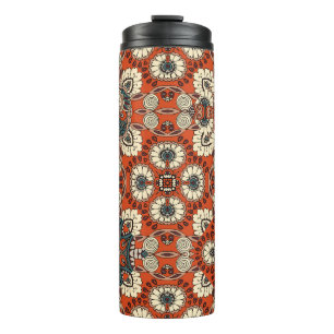 Garrafa Térmica Padrão ornamental sem costura, com flores e paisa