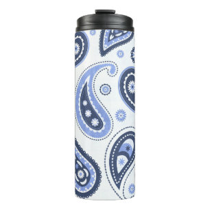 Garrafa Térmica Padrão Paisley Azul
