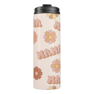 Garrafa Térmica Padrão perfeito da mãe Hippie. Fundo de Groovy. 