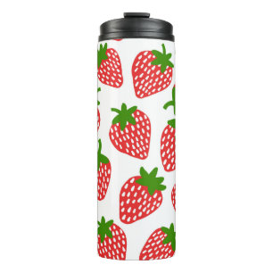 Garrafa Térmica Padrão perfeito de Strawberrie. Ilustração Vint